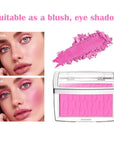 Pink Powder Blush Palette, Multi-Use Makeup Blusher Pink Blendable Formula