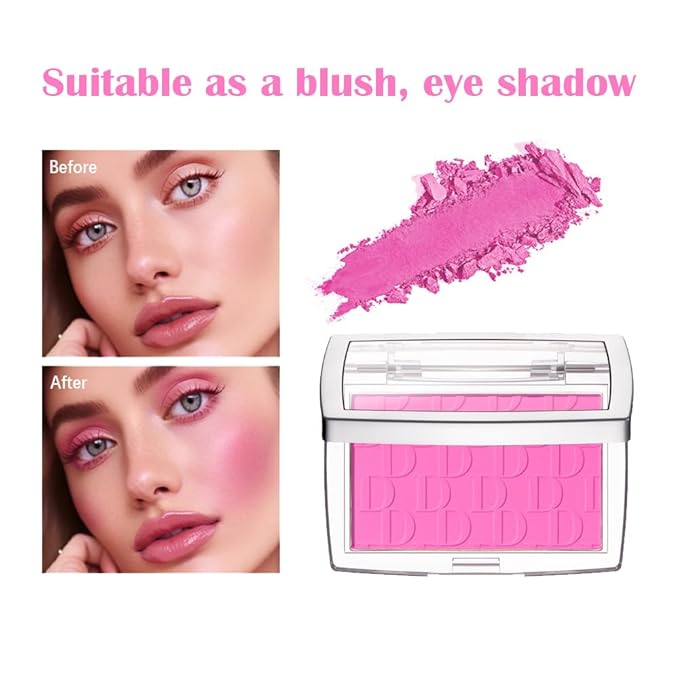 Pink Powder Blush Palette, Multi-Use Makeup Blusher Pink Blendable Formula