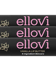 Ellovi Natural Lip Butter Lip Balm - Vanilla - Pure Enough to Eat - Made With Just 6 Vegan Ingredients - 100% Natural & Organic Moisturizing Lip Care for All Day Hydration (3-Pack)