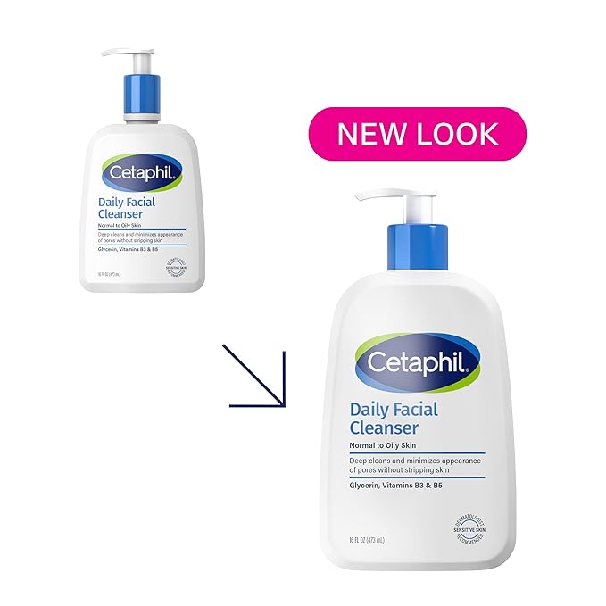 Cetaphil Face Wash, Hydrating Daily Facial Cleanser for Dry to Normal Sensitive Skin, 16 oz, 2 Pack