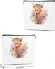 Western cosmetic bag highland cow