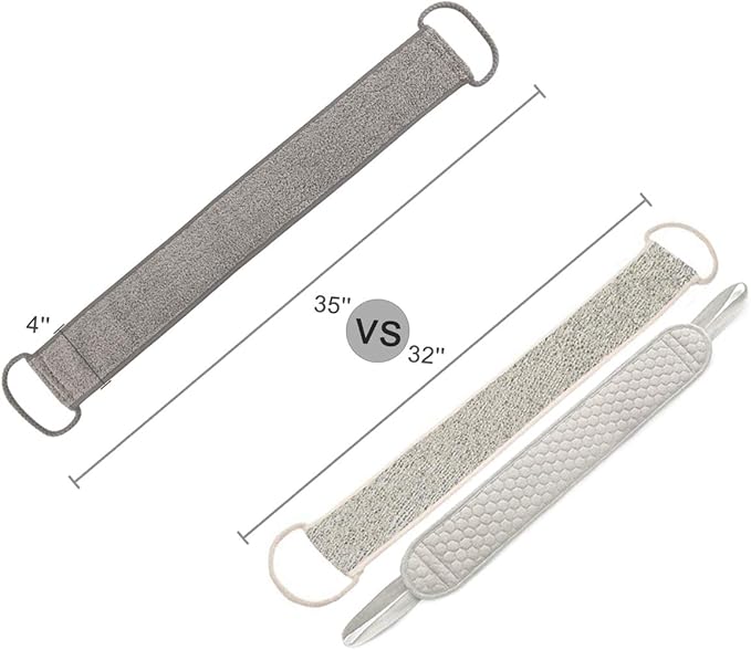 Loofah Back Scrubber for Shower, Natural Soft Flax Back Exfoliator Cleaner for Shower Acne, Extra Long Back Scrub Washer, Dual-Sided Bath Exfoliating Scrubber, Deep Clean&Invigorate Skin for Men/Women