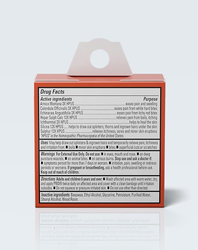 Hyland's PRID Drawing Salve, Topical Skin Irritation Relief, For Splinters, Thorns, Ingrown Hairs, Itch Relief for Bug Bites, Boils, Minor Cuts and Scrapes, 18 Grams