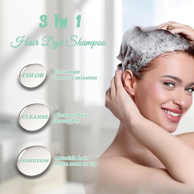 Fvquhvo Silver Gray Hair Dye Shampoo, Instant Hair Color Shampoo, Silver Hair Dye for Women Men, Lasting Champu Para Canas, Easy to Use 16.90 Fl Oz