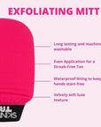 Skinny Tan, Exfoliating Glove Mitt - Dual Sided for Different Levels of Exfoliation - Vegan, Cruelty Free - Preps Skin for Self Tanner - Pink, 1 Pc