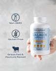 BioOptimal Collagen Peptides Capsules - Grass-Fed, Pasture-Raised Hydrolyzed Protein Supplement for Skin, Hair, & Nails - Non-GMO, Zero Sugar Daily Pills for Men & Women (180 Capsules)
