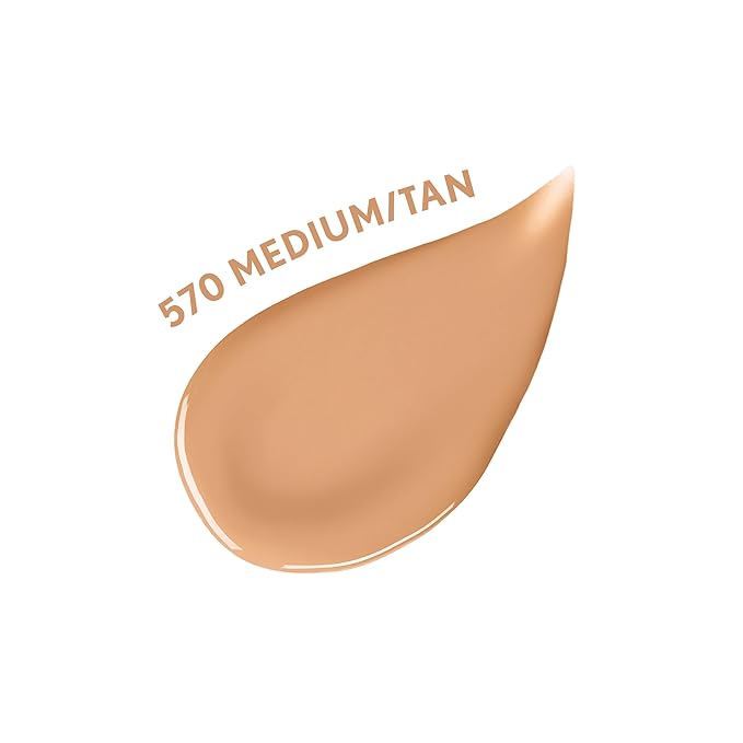 COVERGIRL Clean Fresh Nourishing Skin Tint, 570 Medium/Tan, Liquid Foundation, Dewy Finish, Infused with Coconut & Aloe, Vegan Formula