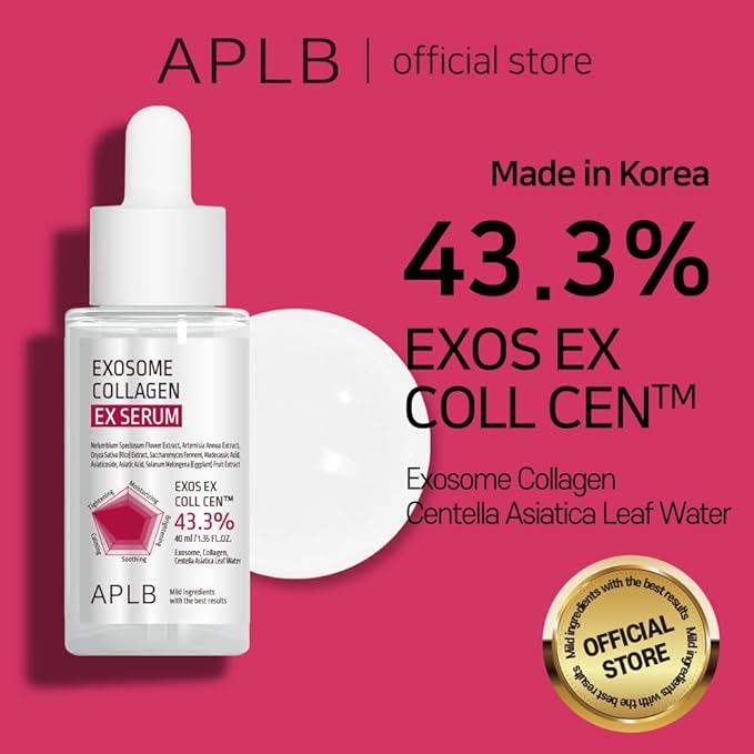 APLB Exosome Collagen EX Serum | EXOS EX COLL CEN™ 43.3% 1.35 FL.OZ/Korean Skincare, Efficient absorption, Tightens skin, Long lasting hydration, Revitalize for gentle and improve skin texture