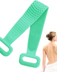Inmorven Exfoliating Back Scrubber for Shower with Handles, 30 Inch Double-Sided Back Exfoliator Body Scrub Towel, Exfoliating Washcloth Bath Tool for use in Shower, Clean Skin for Men & Women (Green)