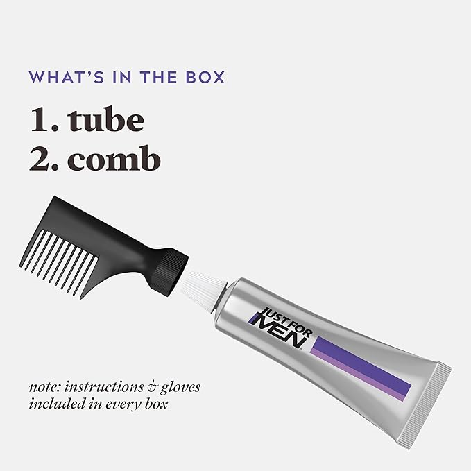 Just For Men Touch of Gray, Mens Hair Color Kit with Comb Applicator for Easy Application, Great for a Salt and Pepper Look - Medium Brown, T-35, Pack of 1