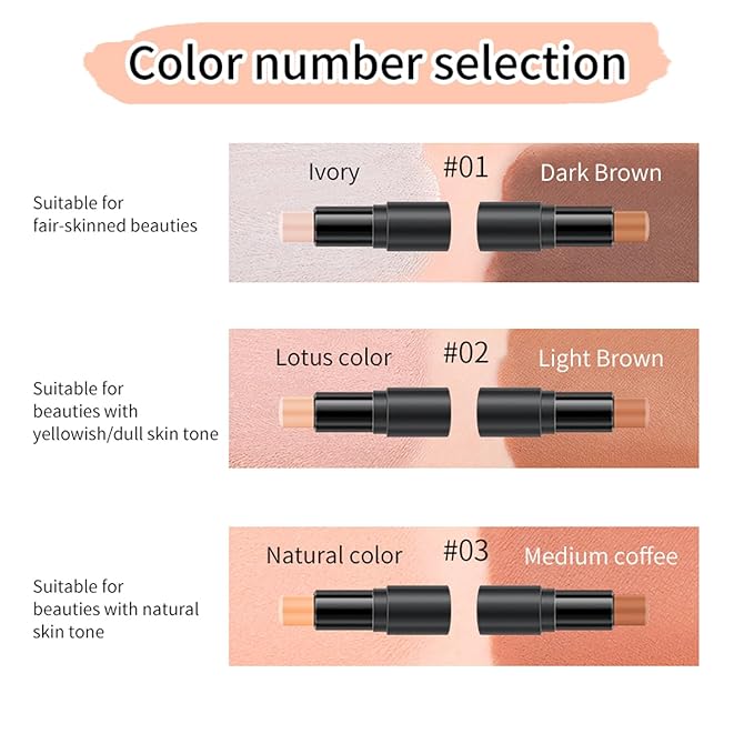 6 Colors Cream Contour Stick Makeup Kit, Primer Face Highlighter Contouring for Beginners, Highlight and Contour Kit, Cream Concealer Makeup Blush Stick, Primer Face Corrector (SET B)