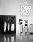Royal Clips Hair and Beard Fade Kit – Professional Clipper, Trimmer & Foil Shaver Bundle for Men, Complete Haircut Set for Barbers, Home Use & Grooming – 5-Hour Battery, 10pcs Limit Combs, Silver
