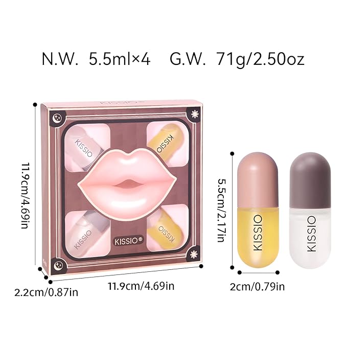 KISSIO Lip Plumper Set,Natural Lip Plumper ml*4