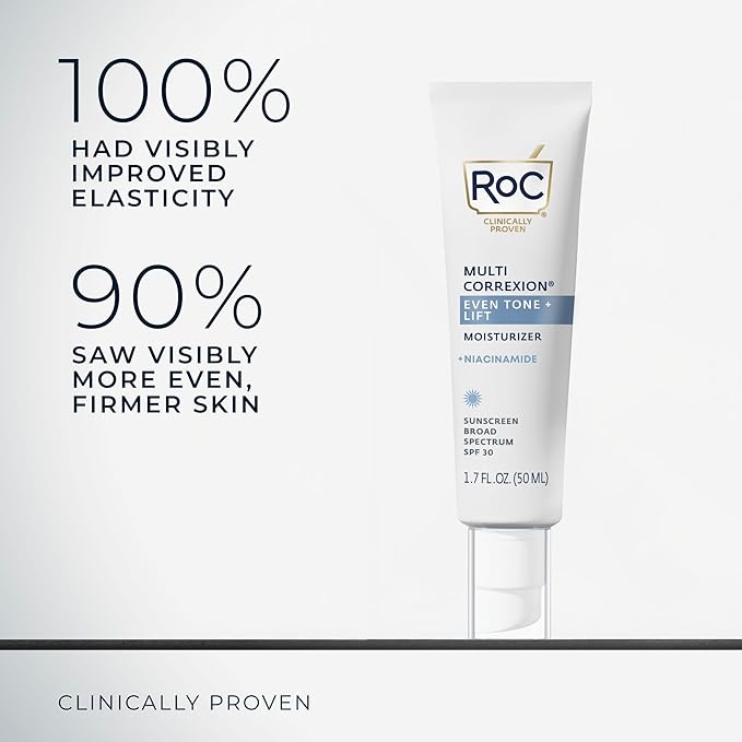 RoC Multi Correxion 5 in 1 Anti-Aging Daily Face Moisturizer with Broad Spectrum SPF 30 & Shea Butter, Skin Care Routine, (1.7 oz) with Night Cream Packette (Packaging May Vary)