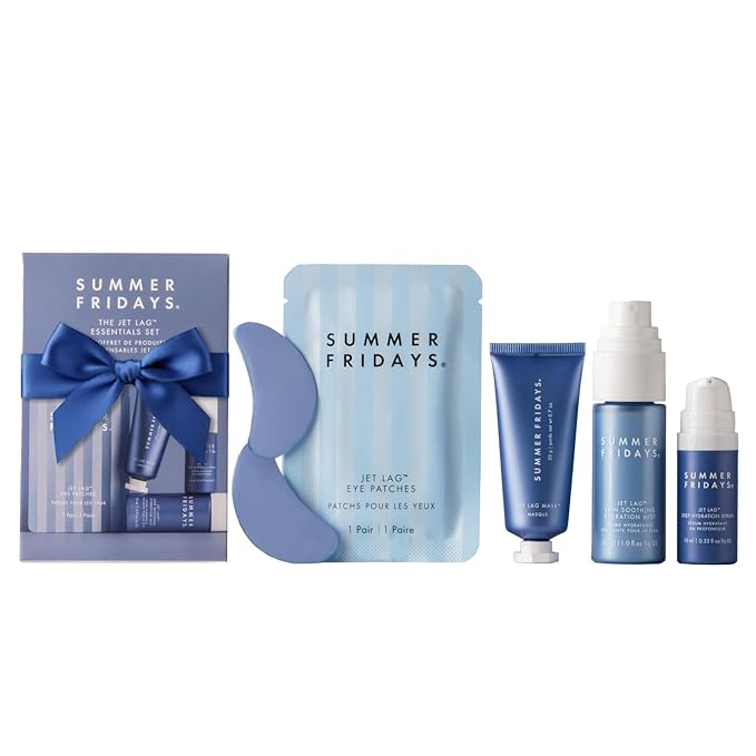 Summer Fridays Jet Lag™ Essentials - Mini Hydrating Skin Care Set With Jet Lag™ Mask, Eye Patches, Deep Hydration Face Serum & Hydration Mist - Travel Size Skincare Kit & Holiday Gift Set (4 Count)