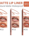 evpct 3Pcs Nude Brown Burnt Orange Matte Long Lasting Wear Lip Liner Pencils Makeup Set for Shaping & Sculpting Lips, No Transfer Waterproof Pigmented Lip Liner Crayon lipliners Lipstick Pencil 2+3+9