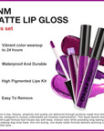 evpct 3Pcs Violet Purple Crystal Metallic Shimmer Glitter Matte Liquid Lipstick Lip Stain Sets for Women Matte+Lipstick Long Lasting Waterproof Permanent 24 Hours Magic Lipstick 24 Hours original