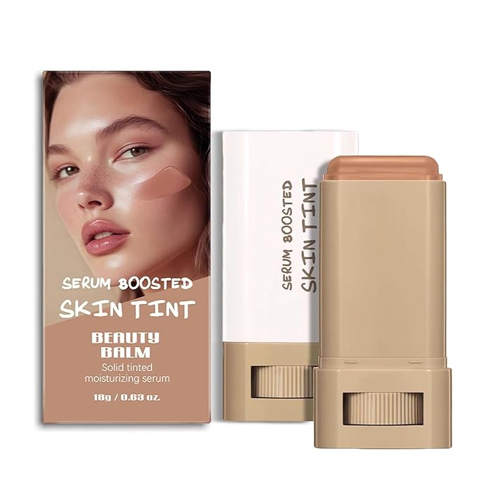 2 Pcs Foundation Stick Beauty Balm Serum Boosted Skin Tint Solid Tinted Moisturizing Serum Contour Stick Foundation for Women Natural Finish Makeup(5, 5)