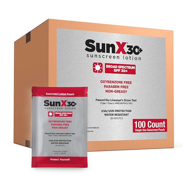 CoreTex Sun X 30+ SPF Individual Sunscreen Packets Travel Size - Bulk Pack of 100 Paraben, Oxybenzone, & Oil Free Broad Spectrum Sunscreen - No White Cast and Water Resistant Up to 80 Minutes
