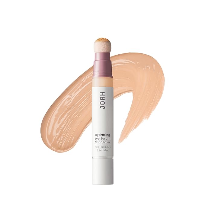 JOAH Perfect Complexion Under Eye Concealer and Hydrating Serum, Korean Makeup for Dark Circles and Puffiness, Peptide Serum with Medium Coverage, Cushion Tip Applicator