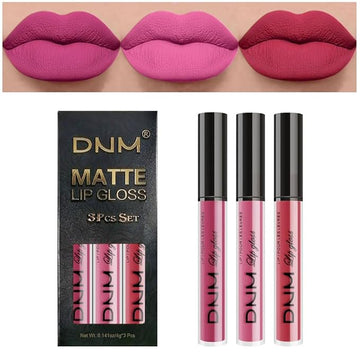 evpct 3Pcs Rose red plum Warm pink Deep cranberry Matte Liquid Lipstick Set for Women 24-hour Matte Lipstick Lip Stain Gloss Long Lasting 24 Smudge Waterproof labiales mate larga duracion 24