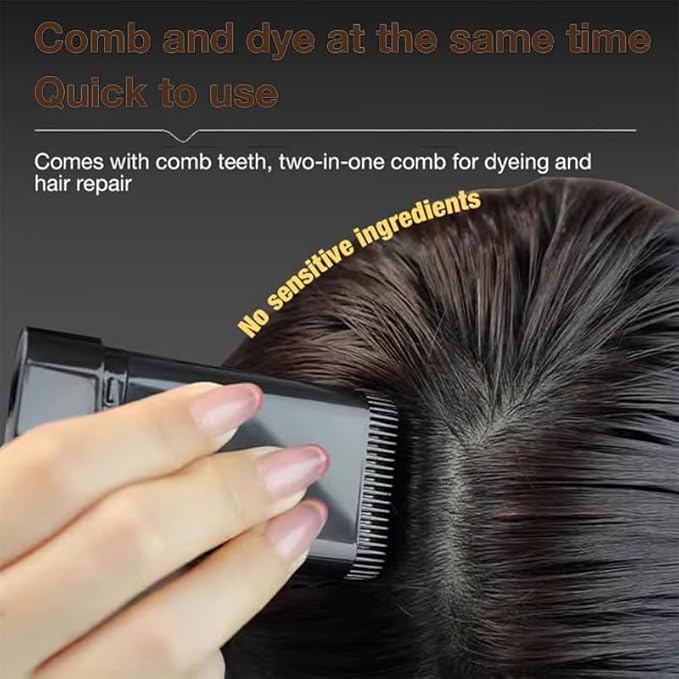 2Pack Safe and Convenient Comb Hair Dye, Waterproof and Sweat-Proof Hair Dye Comb, Quick Touch-Ups, 2 in 1 Instant Dye for Women & Men (Black-Brown)