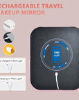 Pink Rechargeable Vanity Mirror with Lights, LED Makeup Mirror, 10"×8" Lighted Makeup Mirror with Lights, Smart Touch Control Dimmable 3 Modes Light, Lighted Up Mirror for Makeup Desk, Bedroom