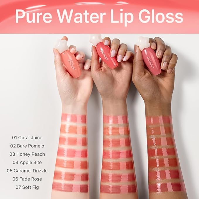 dasique Pure Water Lip Gloss 0.09 oz | Variety of Colors | Dewy Gloss | Buildable Gloss Tesxture | Non-Sticky | K-beauty (#11 Misty Rose)