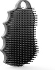 Silicone Body Scrubber Silver-Infused Dual-Sided 3-in-1 for Shower, Body Cleaning+Massage+Exfoliator Body Brush Buffer for Men and Women, Silicone Loofah, Non-Slip Handle (Gray)