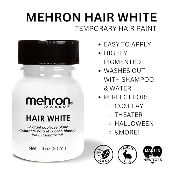 Mehron Makeup Hair White with Brush (1 oz)