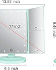 deweisn Tri-Fold Lighted Vanity Tabletop Mount Mirror with 21 LED Lights, Touch Screen and 3X/2X/1X Magnification, Two Power Supply Mode Make up Mirror,Travel Mirror