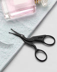 LIVINGO 3.5" Rounded Tip Vintage Stork Scissors, Professional Stainless Steel with Black Titanium Coated, Cuticle Pedicure Beauty Grooming Scissors for Eyebrow, Facial Hair, Dry Skin, Nose Hair