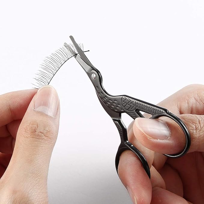 LIVINGO 3.5" Rounded Tip Vintage Stork Scissors, Professional Stainless Steel with Black Titanium Coated, Cuticle Pedicure Beauty Grooming Scissors for Eyebrow, Facial Hair, Dry Skin, Nose Hair