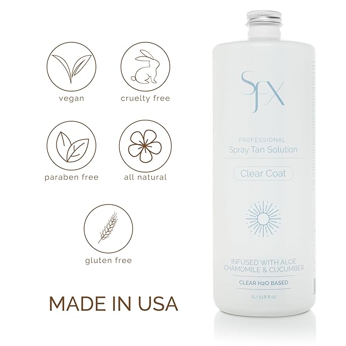 SunFX CLEARCOAT All Natural Spray Tanning Solution | No Bronzers | Infused with botanicals 4 Fl Oz DARK SUMMER
