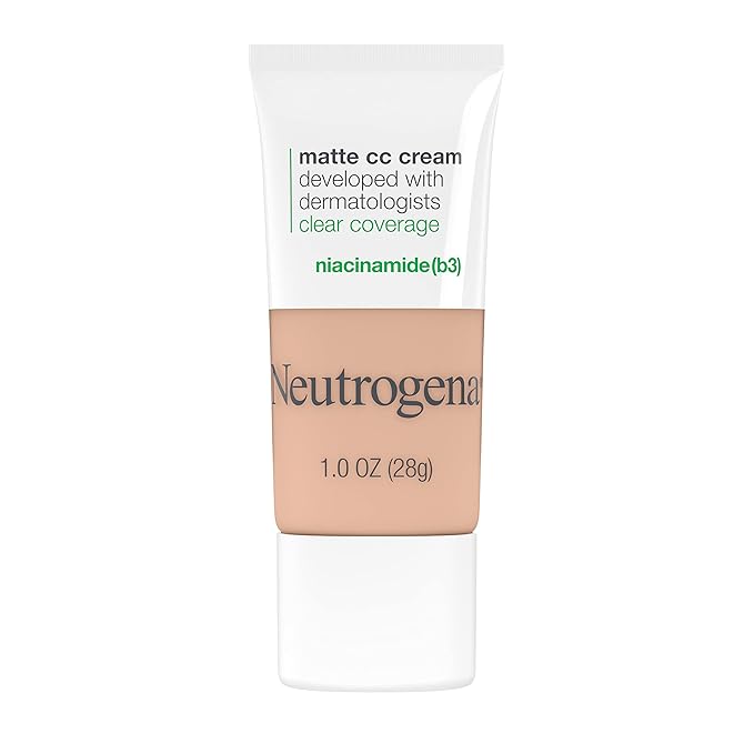 Neutrogena Clear Coverage Flawless Matte CC Cream, Full-Coverage Barley Beige, 1 oz