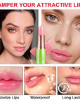 evpct 2Pcs Peach Tinted Lip Balms PH Lip Color Changing Lipstick Balm Stains Set Queen for Women Girls Korean Mood Color Change Light Pink Lipstick