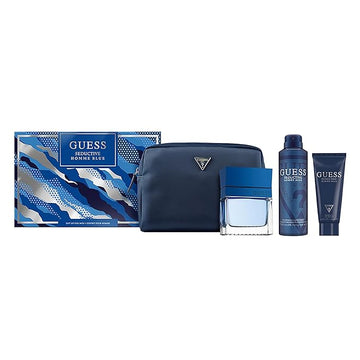 Guess Seductive Blue Men/Homme Eau de Toilette 4 Piece Gift Set - Cologne Spray 3.4 Fl. Oz., Deodorizing Body Spray 6.0 Oz., Shower Gel 3.4 Fl. Oz., & Pouch