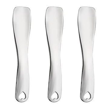 Sibba 3 PCS Facial Spatula Massage Eye Roller Dark Circles Skincare Tool Face Cream Lotion Makeup Stainless Steel Applicator Wand Neck Lines Beauty Instrument Stick Spoon Device(Silver)