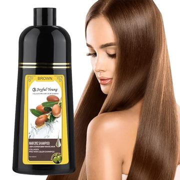 Natural Hair Dye Shampoo - Hair Color for Gray Hair Coverage - Medium Brown Hair Dye Hair Coloring Shampoo for Women, Color Shampoo Beard Dye for Men, Colors Hair Vegan Ammonia Free BROWN