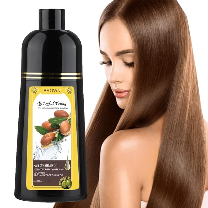 Natural Hair Dye Shampoo - Hair Color for Gray Hair Coverage - Medium Brown Hair Dye Hair Coloring Shampoo for Women, Color Shampoo Beard Dye for Men, Colors Hair Vegan Ammonia Free BROWN