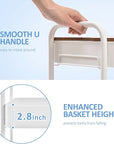 TOOLF 3-Tier Rolling Cart with Table Top, Metal Storage Cart on Wheels, Utility Organizer with Wooden Tray, Lockable Casters, Easy Assembly for Bathroom, Living Room, Office, Kitchen, White