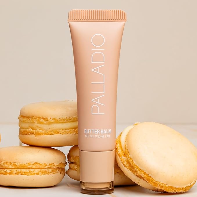 Palladio Butter Balm - Hydrating Lip Balm with Sheer Tint, Aloe, Peptides, Shea Butter, and Vegan Formulation for Instant Moisture, Shine, and Soothing Lip Care, French Vanilla
