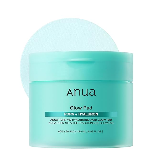 Anua PDRN 100 Hyaluronic Acid Pad, Glow-Plumping Korean Face Pad for Daily Skincare & Makeup Prep, Dual-Sided Toner for Radiant Skin & Deep Hydration, Korean Skin Care (180ml, 60 Pads)