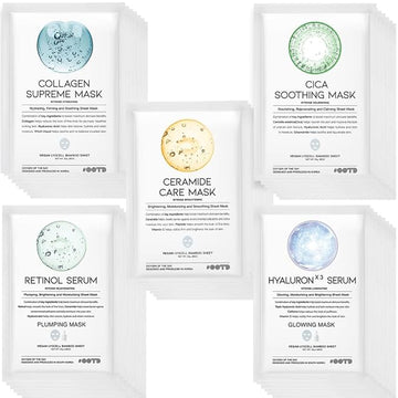 50Combo Korean Face Sheet Mask Gift Pack, Hydrating, Ceramide, Collagen
