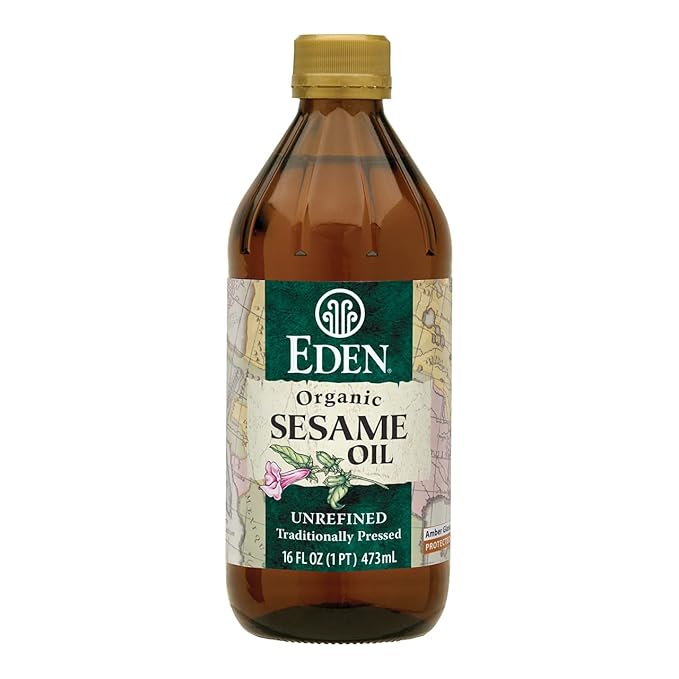Eden Organic Sesame Oil, Unrefined, Extra Virgin, Traditionally Pressed, 16 fl oz Glass Bottle