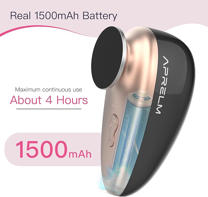 AprElm-E5 Rechargeable Electric Foot Callus Remover with 3-Sizes 120Pcs Sandpapers, Professional 1000RPM Electric Foot File with Organizer, Pedicure Tools Gifts for Women Men (Black-Gold)