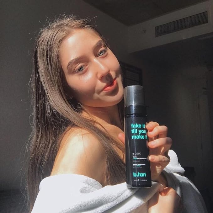 B.TAN Dark Self Tanner Mousse, 1 Hour Sunless Tan, Vegan, Cruelty Free, 6.7 Fl Oz