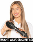 CHI Volumizer 4-in-1 Blowout Brush, Hair Dryer Creates Smooth, Silky & Shiny Hair, Four Interchangeable Attachments For Versatile Styling, Black