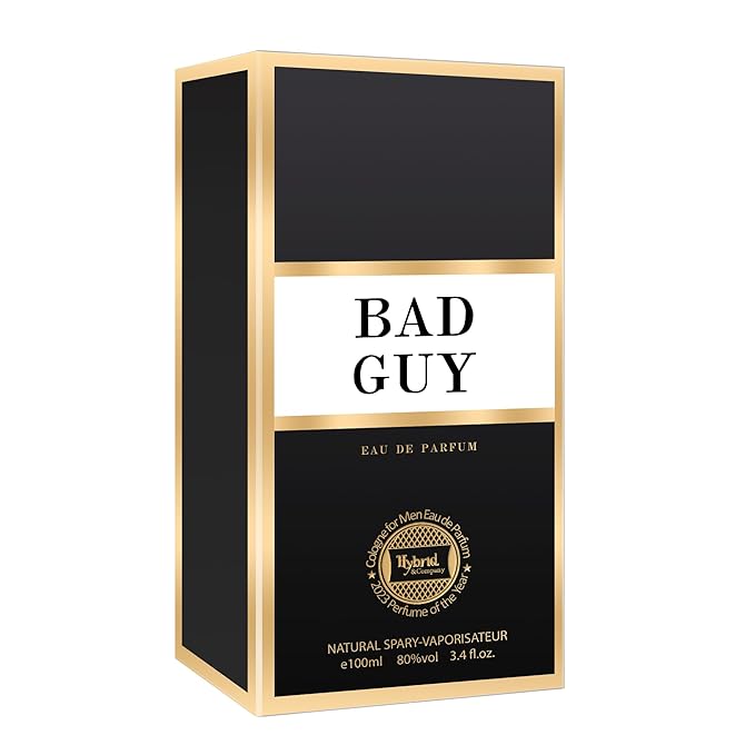 Hybrid & Company Bad Guy For Men Eau De Parfum - Men's Natural Spray Sophisticated Fragrance, Fresh and Elegant, 3.4 Fl Oz