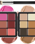 12 Colors Cream [Blush Contour Concealer] Makeup Palette for Cheeks - All in One Makeup Palette Kit with Brush, Natural Matte Long Wearing, Waterproof Blendable Face Make Up Pallete (#02)